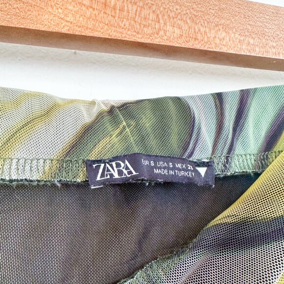 Zara | Printed Tulle Midi Skirt in Tie-Dye Green (Style 5039/808/131) - Picture 9 of 9